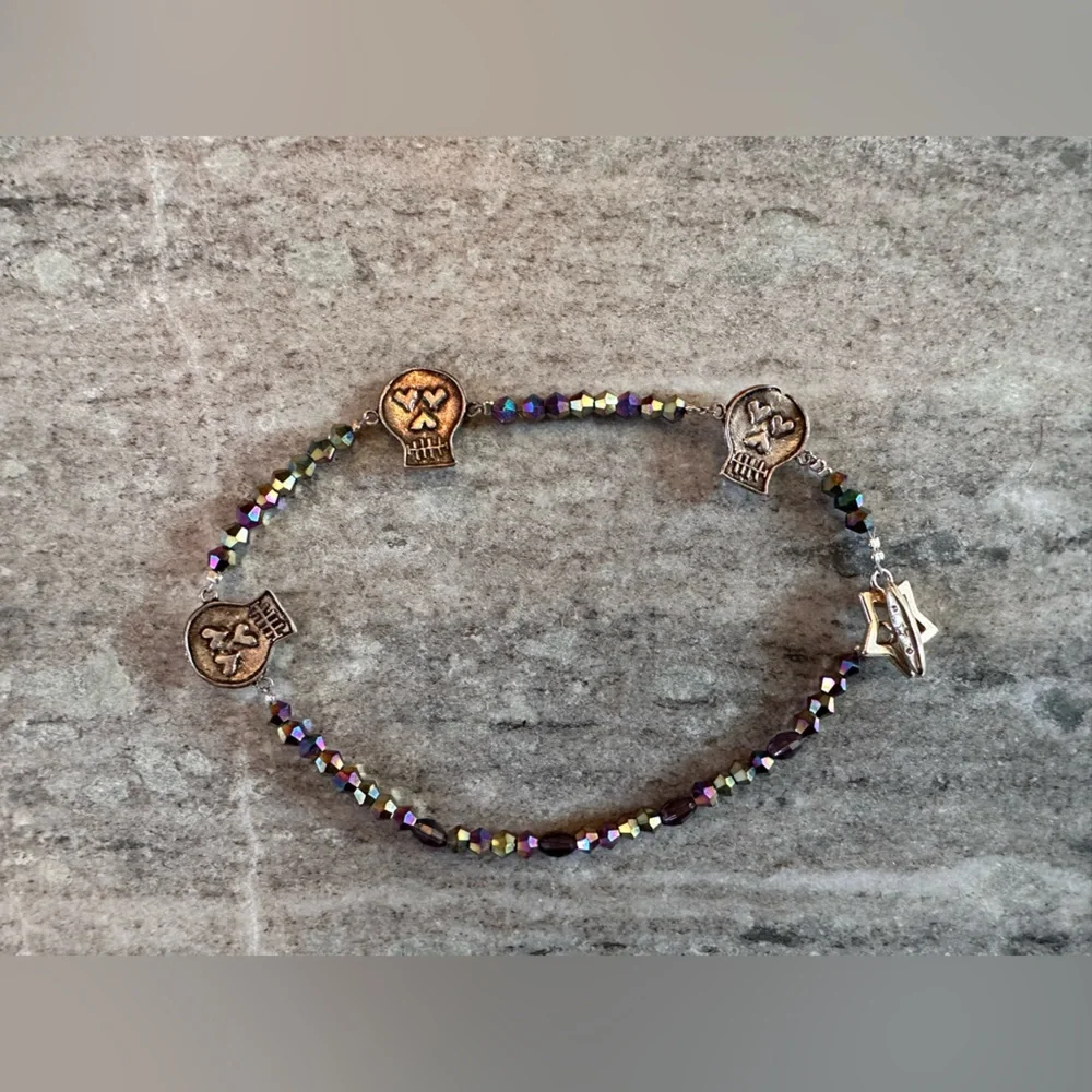 Sparkly Glass Bead & Silver Anklet {or Bracelet}